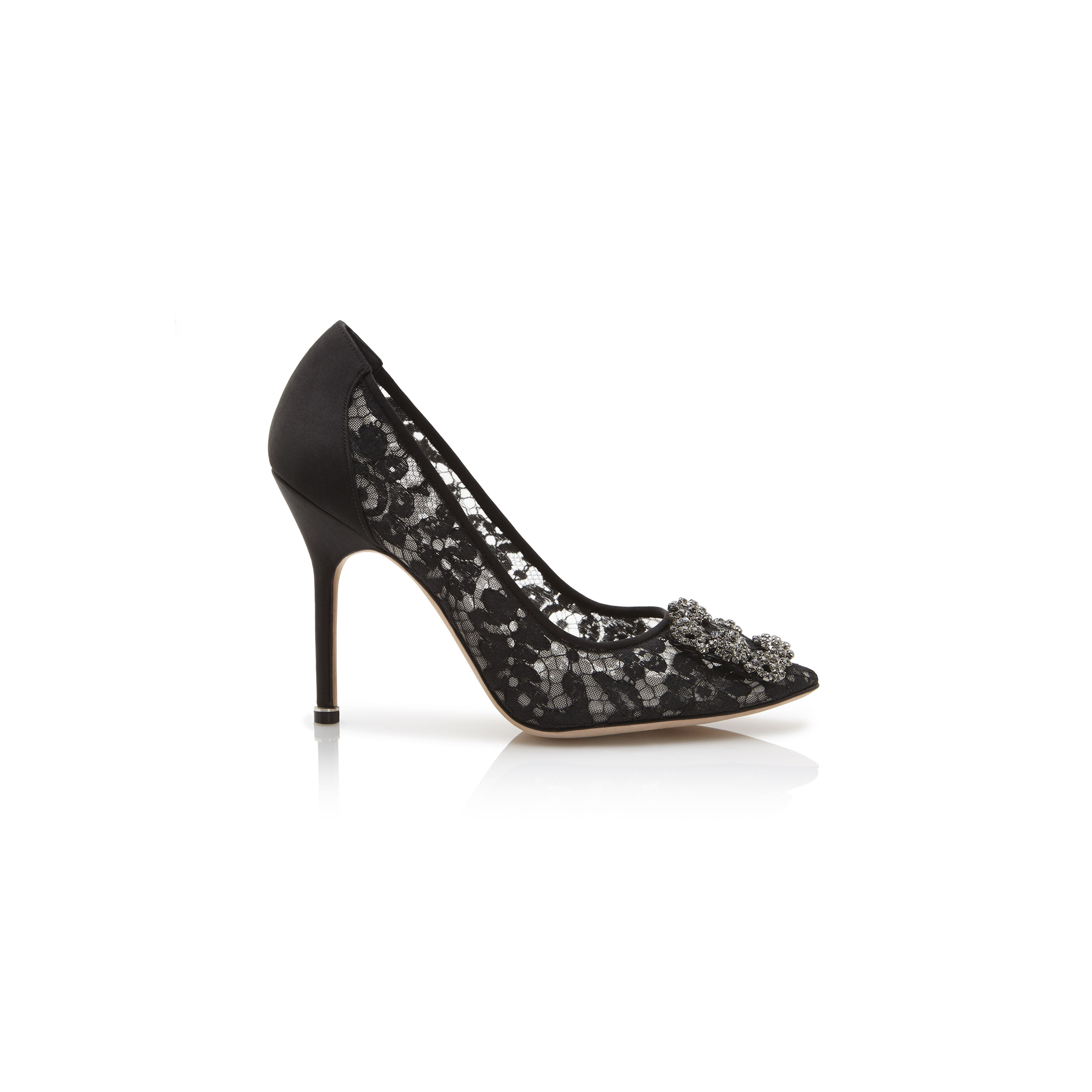 man010 B1ahn*k hangisi laceus black lace jewel buckle pumps 9xx-0698-0014